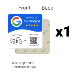 NFC 215 Quadratische Programmierbare Google-Bewertungskarten-Station für den Tisch, 13,56 MHz, QR-Code, Editierbare Standkarte für Unternehmen