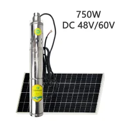 750w Solar DC48V bürstenlose Schrauben wasserpumpe mit eingebautem Regler maximaler Wasser durchfluss 2000Liter/Stunde Solar-Tiefbrunnen pumpe