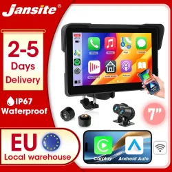 Jansite 5/7 Zoll Motorrad Carplay 1080P Dual Lens IPX7 Wasserdicht Android Auto Moto Navigation GPS Multimedia Motorrad DVR Bluetooth 5.0