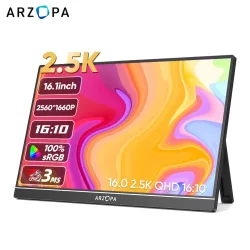 ARZOPA 16 Zoll 2K tragbarer Monitor 16:10 IPS-Bildschirm mit Typ-C-Mini-HDMI-Sekundenanzeige für MAC/Laptop/PC/Xbox/PS4/5/Switch, Z1RC