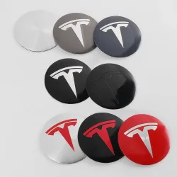 Für 4 Stück 56mm Auto-Radnabenkappen Emblem-Aufkleber für Tesla Model 3 Y S X 2021 Roadster Cybertruck Juguete WYE K80 SpaceX