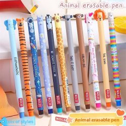 Niedlicher Tier-Radierstift 0,7mm Blaue Tinte Reibungsradierbarer Gelstift Kugelschreiber Schreibwaren Fehlerkorrigierbar für Schule und Büro