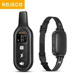 ROJECO Elektrisches Hundetrainingshalsband, digitale wiederaufladbare Fernbedienung, IPX7 wasserdichter Vibrator, Haustierhund, Rinde stoppen, Schockhalsband