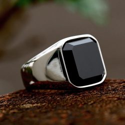 Einfache Mode Edelstahl Mit Zirkon Schwarz Achat Stein Ringe Für Männer Frauen Hohe Qualität Hochzeit Schmuck Geschenke Dropshipping