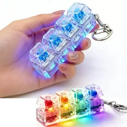 4Keys Beleuchteter mechanischer Tastatur-Schlüsselanhänger, Anti-Stress-Tastenkappe für Büro, Zuhause, Erwachsene, Kinder, Dekompressions-Clicker