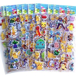 12 Stück Cartoon Pokemon Pikachu Aufkleber Kawaii Niedliche Anime Wasserfeste 3D-Aufkleber Puffy Bulk Buchaufkleber Spielzeug Geschenk