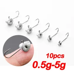 10 stücke Mini Jig Kopf Haken 3D Augen 0,5g 1g 2g 3g 4g 5g Bass Crappie Angeln Jig Haken Weicher Köder Wurm Angeln Köder Haken