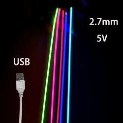USB 5V COB LED-Streifenlichter 2,7 mm, sehr dünn, mehrfarbig, 480 LEDs, 1 m, 2 m, für Computer, Innenbereich, lineare Bandlichter, flexibel, praktisch