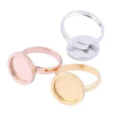 Onwear 10 Stück rosévergoldete Passform 12 mm runde Cabochon-Ringrohlinge, verstellbare Basisfassung aus Edelstahl, DIY-Schmuckblenden