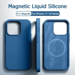 Original magnetische flüssige Silikon stoßfeste Hülle für iPhone 16 11 12 14 13 15 Pro Max 16 Plus für Magsafe Wireless Charge Cover