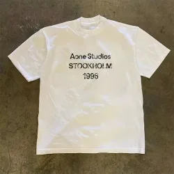 2026 Sommer-Trend Übergroßes T-Shirt Atmungsaktive Baumwolle Retro Distressed Stockholm 1996 Buchstaben-Print Unisex Lässige Sweatshirts