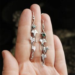 Vintage Ivy Elven Leaf Ohrringe für Frauen Silber Farbe Metall Kristall Ohrringe weibliche Mode individuelle Schmuck
