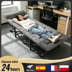 Klappbares Campingbett, Tragbares Robustes Outdoor-Campingbett mit Kissen & Baumwollkissen, Outdoor-Liegestuhl für Erwachsene, Zuhause, Strand, Wohnmobil, Mittagspause, 200KG Tragkraft