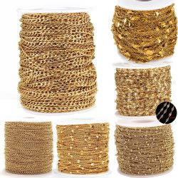 2 Meter Edelstahl Anti-Allergie Gliederketten für DIY Halsketten Armbänder Schmuckherstellung Zubehör Perlenkette