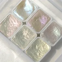 6-farbiges Perlen-Aquarellpigment, solide Verpackung für traditionelle chinesische Malerei, Tangka-Kalligraphie, Farbmalerei