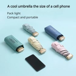 Ultraleichter Mini-Damen-Sonnenschirm mit 50 Klappen, Sonnenschutz und UV-Schutz, Mehrzweck-Regenschirm, Sonnenschirm-Taschenkapsel