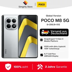 Globale Version POCO M8 5G Snapdragon 6 Gen 3 Prozessor Handy Smartphone 6,77