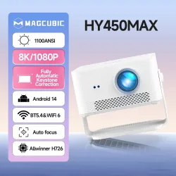 Magcubic HY450MAX Tragbarer Outdoor-Projektor 1100ANSI 1080P Autofokus 8K-Unterstützung Android 14 WiFi6 Beam Mini-Projektor