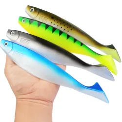 Supergroßer weicher Köder, T-Schwanz, große Makrele, Meeresangeln, weicher Köder, 23,5 cm, 68 Gramm, Tiefseeköder, weicher Fisch, künstlicher Köder