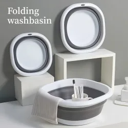Tragbares Silikon-Faltwaschbecken für Reisen, Wohnheim, Wäsche, Fußbad, Gemüsewäsche, Küche, Bad