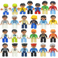 Große Figuren, Baustein, Puppe, Familie, Bauer, Pirat, Arbeiter, Arzt, Polizisten, großer Ziegelstein, kompatibles Bauhaus, Duploes-Spielzeug