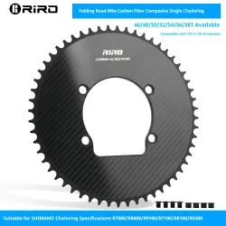RIRO CFA-S Carbonfaser-Kettenblatt 46/48/50/52/54/56/58T für Shimano 110BCD Rennrad 10-12S Ultraleichtes Einzelkettenblatt