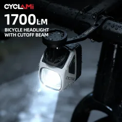 CYCLAMI CYC1700 Kabelloses Ferngesteuertes Fahrrad-Frontlicht mit Hoher Helligkeit, Abblendlicht, 4000mAh, 1700 Lumen, Aluminiumlegierung