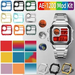 AE1200WH Upgrade-Mod-Kit: Farbige Display-Aufkleber, Kupferzifferblatt, Metallgehäuse für Casio 3299 Uhrwerk AE1200 DIY-Zubehör