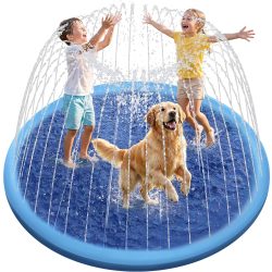 100/150/200cm Sommer-Haustier-Schwimmbecken, aufblasbare Wassersprinkler-Matte, kühlende Spielmatte, interaktives Outdoor-Springbrunnen-Spielzeug für Hunde