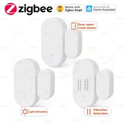 ZigBee Fenster-Tür-Sensor, kabellos, magnetisch, mit Lux-Vibrationserkennung, Öffnen, Schließen, Alarmsensor, funktioniert mit Alexa, Google Zigbee2MQTT