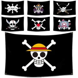 Anime One Piece Jolly Roger Wanddekoration Banner Gemälde Spielzeug Cartoon Luffy Zoro Strohhut Piraten Totenkopf Flagge Spielzeug für Kinder Geschenk