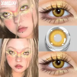 YIMEIXI, YIMEIXI 2-teilige Cosplay goldfarbene Kontaktlinsen mit Grad, Halloween-Linsen, Anime-lila Linsen, große Augen, weiches Make-up für Schüler
