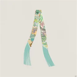Luxuriöser Seidenschal mit Quasten für Damen, Dekorativer Langer Taschenschmuck, Haarband, Trendiger Kleiner Schal, Halstuch 130x5CM