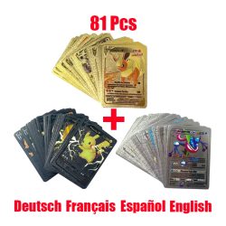 81-15Pcs Pokemon Karten Gold Silber Vmax GX Karte Sammlung Kampf Trainer Karte Spanisch Englisch Französisch Kind Spielzeug weihnachten Geschenke