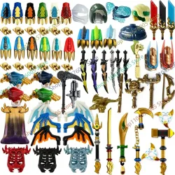 NONE, MOC Anime Krieger Zubehör Bausteine Drachenflügel Krallenrüstung Messer Goldumhang Klingenschutz Schulterrüstung Geschenk Baustein T29