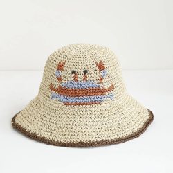 2026 NEU Handgefertigter Hochwertiger Einfacher und Stilvoller Krabben-Sonnenhut Floppy Sommerhüte für Damen Strand Panama Stroh-Kuppelhut