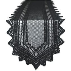 Eine Vintage-Tischdecke mit schwarzer Spitze, gotische Halloween-Dekoration, Tischdecke
