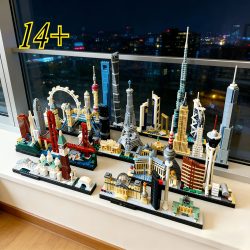 Dreizehn Sets Stadtmodelle 21043 21026 Bausteine-Sets, geeignet als Geburtstagsgeschenke, nicht kompatibel mit Lego-Teilen.
