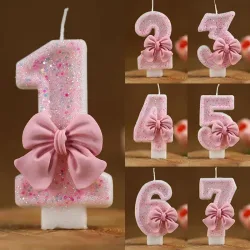 Neue Zahlen-Kuchenkerze Rosa Glitzer Geburtstagskerze 0 1 2 3 4 5 6 7 8 9 3D Zahlenkerze Kuchendekoration Geburtstagsparty Tortendeko
