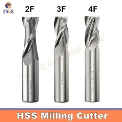 TUOZ Schaftfräser HSS Metallfräser D1-32mm 2 3 4 Schneidkanten Fräswerkzeug zum Bearbeiten von Edelstahl, Aluminium, Kupfer