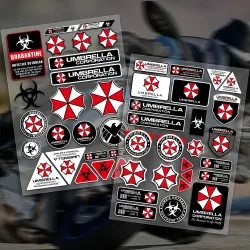 Umbrella Corporation Aufkleber-Set Resident Evil, wasserfeste Vinyl-Aufkleber für Laptop, Wasserflasche, Skateboard, Gepäck, Helm