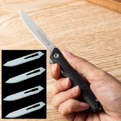 Klappbares Chirurgiemesser aus Kohlefaser, scharfes Papierschneidemesser, Camping, Auspacken, tragbares Outdoor-Schnitzwerkzeug, 60er Klinge
