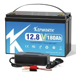 KEPWORTH Neue 12V 180Ah LiFePO4-Batterie mit integriertem 100A BMS, perfekter Ersatz für Blei-Säure für Wohnmobile, Solaranlage