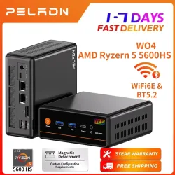 PELADN Mini-PC AMD Ryzen 5 5600H (6C/12T, bis zu 4,2 GHz), WiFi 6/ BT5.2 Mikro-PC für Gaming, 3 Jahre Garantie & Office Barebone