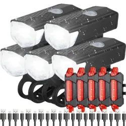 Fahrrad Licht Set Fahrrad Scheinwerfer Rücklicht Wiederaufladbare Vorne und Hinten Set MTB Fahrrad Taschenlampe Radfahren Lampe Fahrrad Zubehör