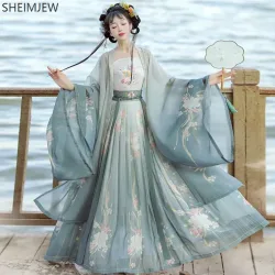 Traditionelles Hanfu-Kleid mit Song-Dynastie-Stickerei und Farbverlauf für Damen, altes chinesisches Bühnenkostüm, Tanz-Hanfu-Prinzessinnenkleid