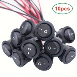 2/5/10er Pack Mini-Rund-Kippschalter, 20mm SPST Ein/Aus-Typ 12V DC Stromversorgung - Einfach zu installieren, langlebige Nylon- und Messingklemmen, enthalten #   187 Drahtleitung