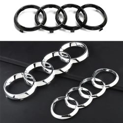 4-Ringe-Logo ABS Chrom Schwarz Auto Frontmotorhaube Emblem Kofferraum-Emblem für Audi A5 A6L A3 A4 A7 Q2 Q3 Q7 Ventilkern