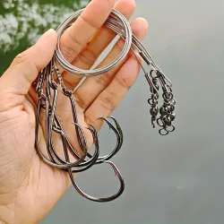 25 Stück Hochleistungs-Kreishaken-Rigs mit Stahlvorfach für Salzwasser-Barsch- und Welsangeln