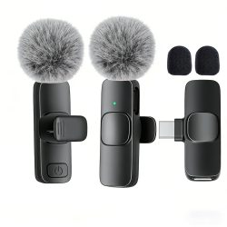 Professionelles kabelloses Lavalier-Mikrofon mit Typ-C-Anschluss für Smartphones, Computer und Kameras, Plug-and-Play